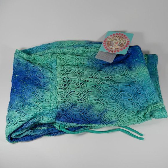 LULI FAMA SIETE MARES Crochet Strapless Jumpsuit Cover Up Size L Blue Multi NEW - Picture 9 of 11